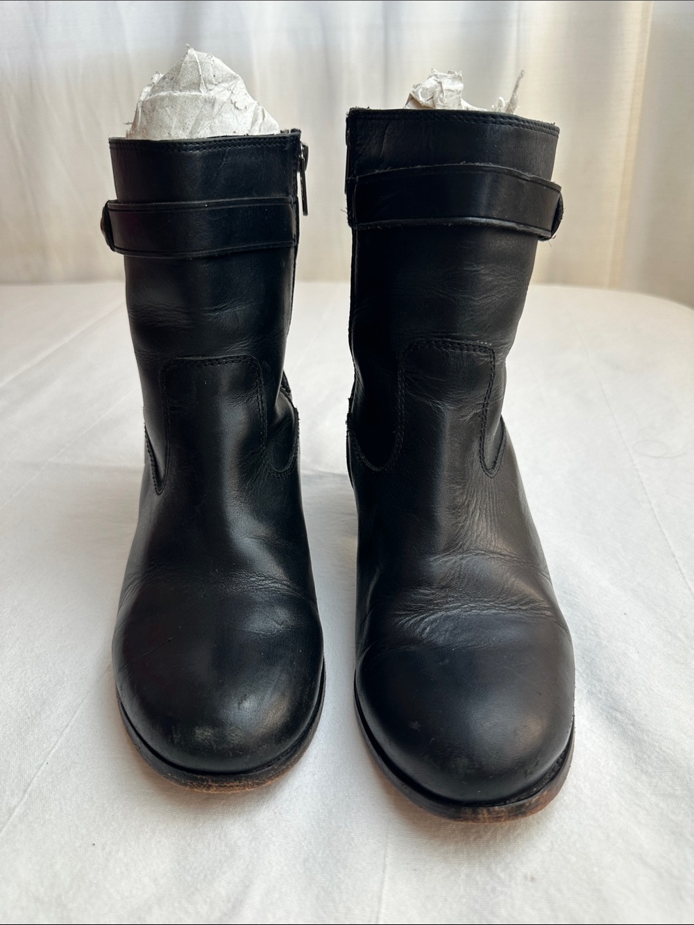 Frye Black Leather Moto Boots